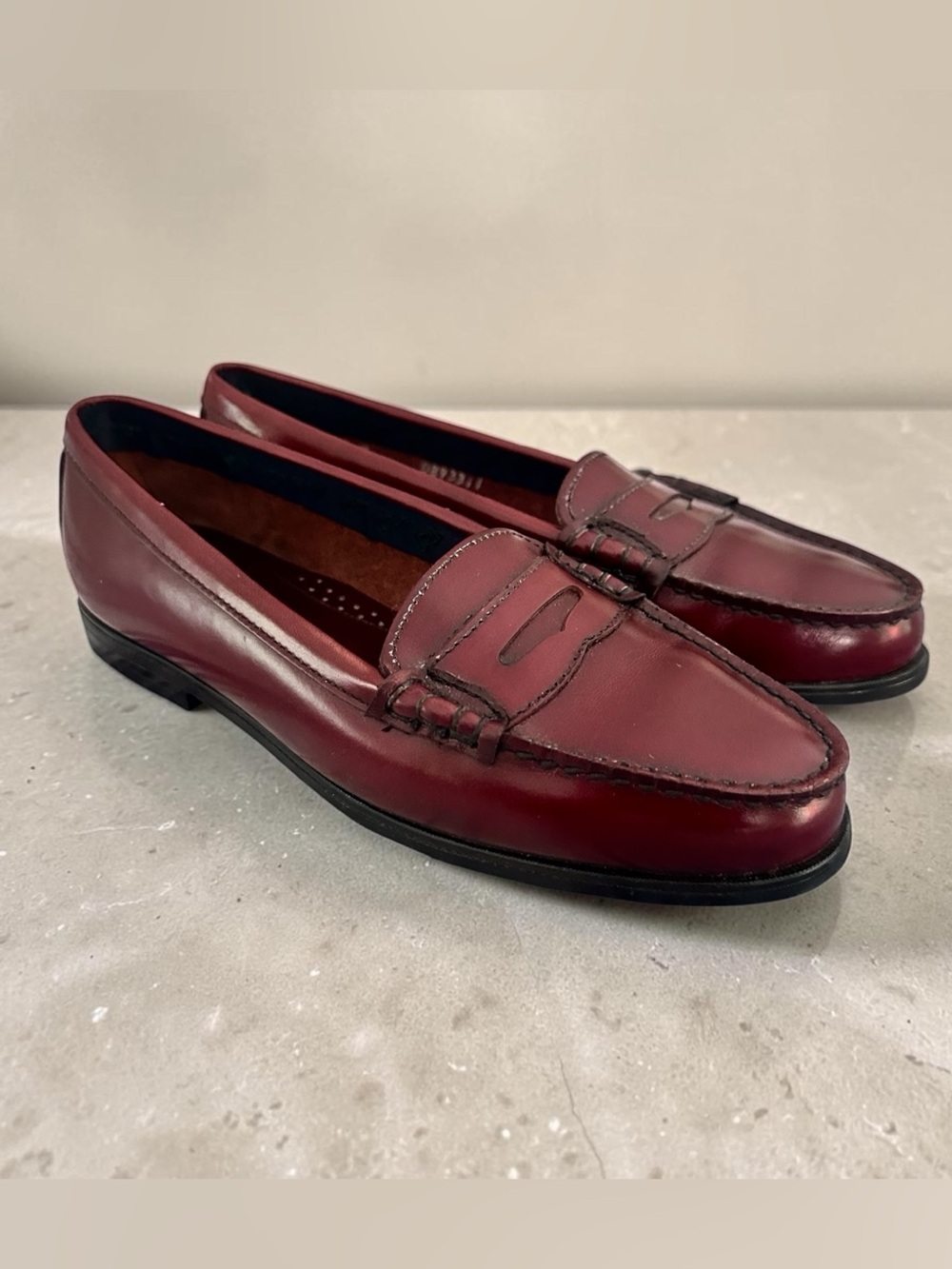 G.H. Bass & Co. Wine Red Leather Penny Loafers